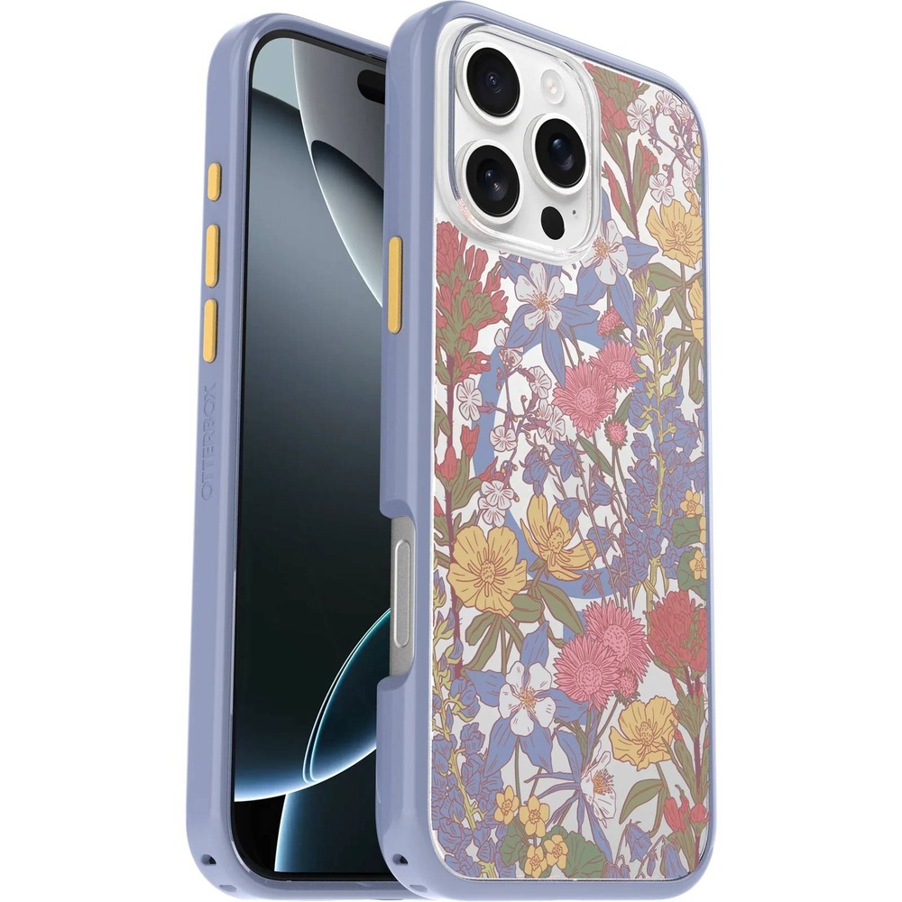 OtterBox Symmetry MagSafe iPhone 16 Case Wild Flowers Purple Botanical